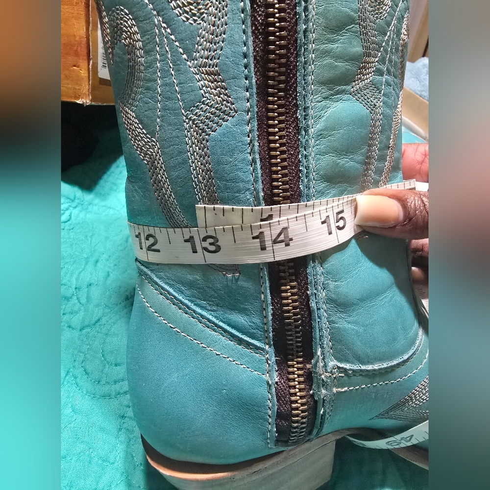Corral Turquoise Leather Embroidered Boots 8.5 - Picture 12 of 12